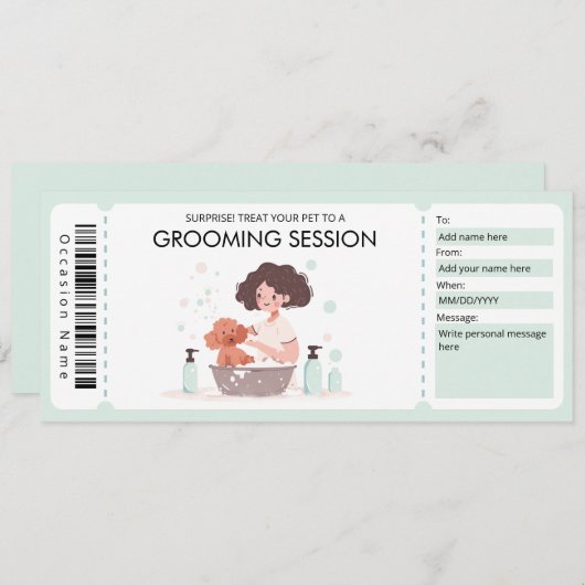 ペット又はグルーミングのペット犬のオーナー贈与証 招待状 (正面/裏面)