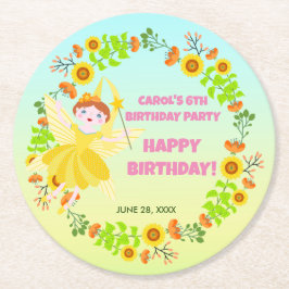 ペット友達とガーデンフェアリーの誕生日パーティー ラウンドペーパーコースター