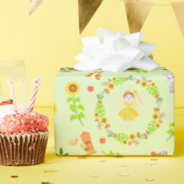 ペット友達とガーデンフェアリーの誕生日パーティー ラッピングペーパー