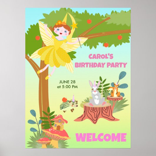 ペット友達と庭の妖精の誕生日パーティー ポスター (正面)