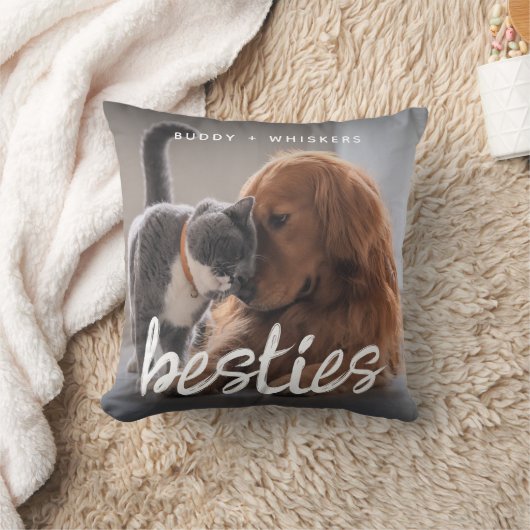 ペット友達の犬と猫の写真ギフト クッション (ブランケット)