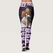 ペット可お母さん可愛い紫色の白い写真 レギンス (裏面)