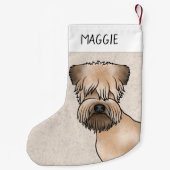 ペット名のソフトコートのホエテン・テリア犬の頭 スモールクリスマスストッキング (裏面)