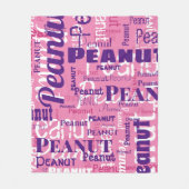 ペット名の繰り返しパターンピンクパープルホワイトフォント フリースブランケット (正面)