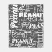 ペット名の繰り返しパターン濃い灰色モダン白 フリースブランケット (正面)