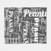 ペット名の繰り返しパターン濃い灰色モダン白 フリースブランケット (正面(横))