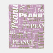 ペット名の繰り返しパターン薄紫白モダン フリースブランケット (正面)