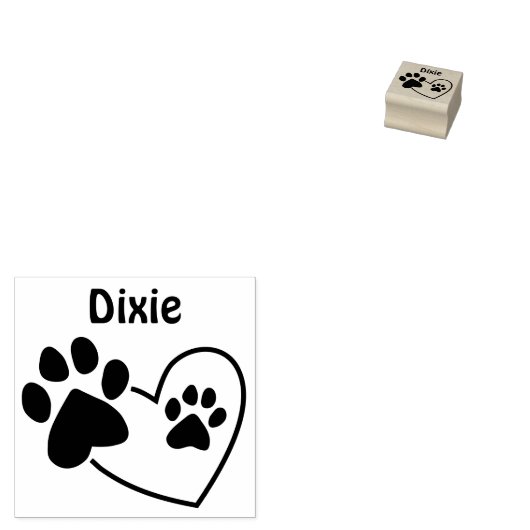 ペット名を持つハート上のカスタムポープリント ラバースタンプ (押印)