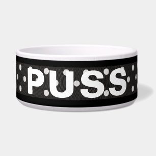 ペット名リボンの水玉模様 ボウル