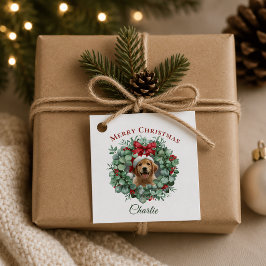 ペット名入りクリスマスタグ リースと名前入り フェイバータグ