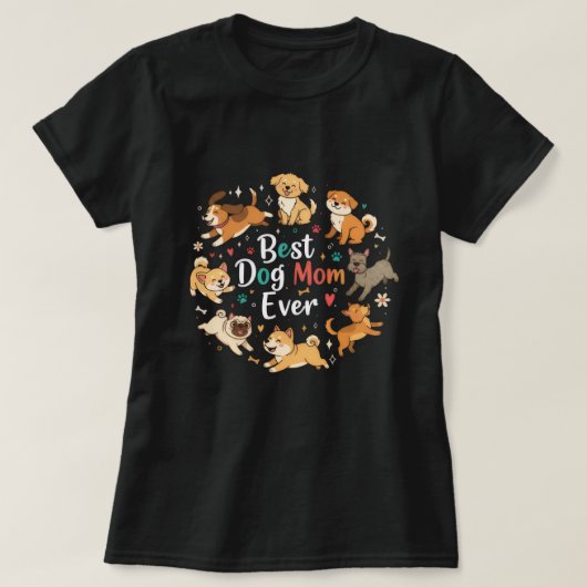 ペット大好きママ 最高の犬ママ Tシャツ (デザイン正面)