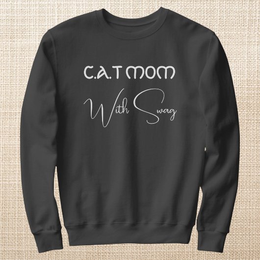 ペット好きな白い猫のママのためのグレーTシャツ スウェットシャツ