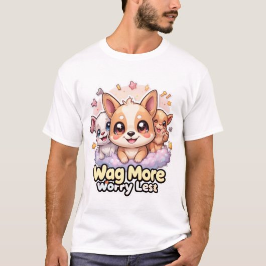 ペット好きにはかわいい犬のティーを心配する Tシャツ (正面)