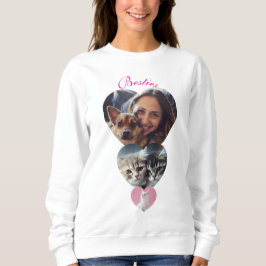 ペット好きのためのカスタマイズ可能なハート形の写真 スウェットシャツ
