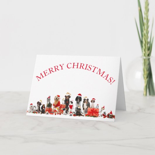 ペット好きのグリーティングカードのためのメリークリスマス カード (正面)