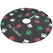 ペット好きのポープリント猫の前足で犬がクリスマスを前に フリース ツリースカート (アングル)