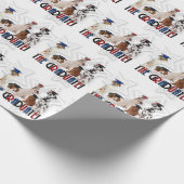 ペット好きの卒業式の帽子に犬の群れ ラッピングペーパー (角)