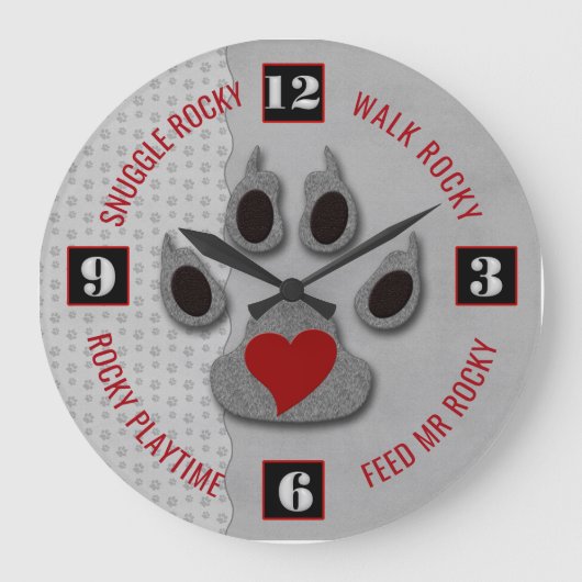 ペット好きの犬の時間だ ラージ壁時計 (正面)