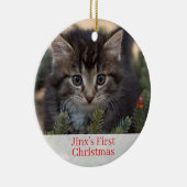 ペット子猫初めてのクリスマス写真オーナメント セラミックオーナメント (右)