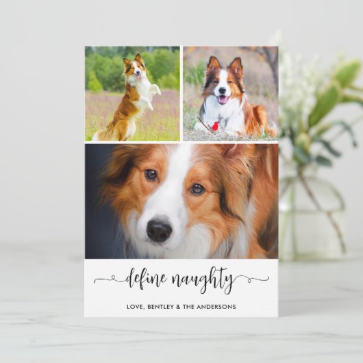 ペット定義いけなドッグフォトコラージョスクリスマス シーズンカード (スタンド正面)