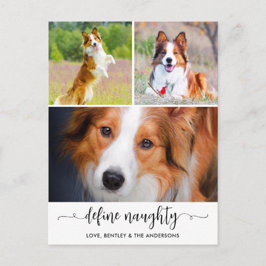 ペット定義いけなドッグフォトコラージョスクリスマス シーズンポストカード (正面)