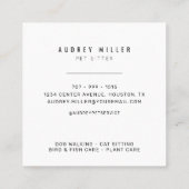 ペット居座りサービスペットケアスクエアビジネスカード スクエア名刺 (裏面)