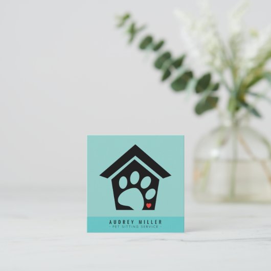 ペット居座りサービスペットケアスクエアビジネスカード スクエア名刺 (スタンド正面)