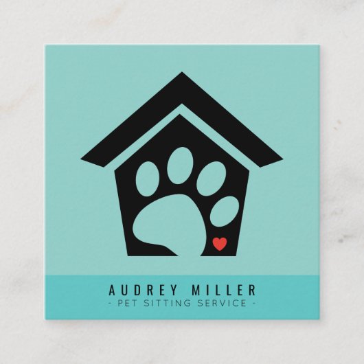 ペット居座りサービスペットケアスクエアビジネスカード スクエア名刺 (正面)