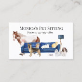 ペット座っている犬の猫のトレーニング水の色のペット馬 名刺 (正面)