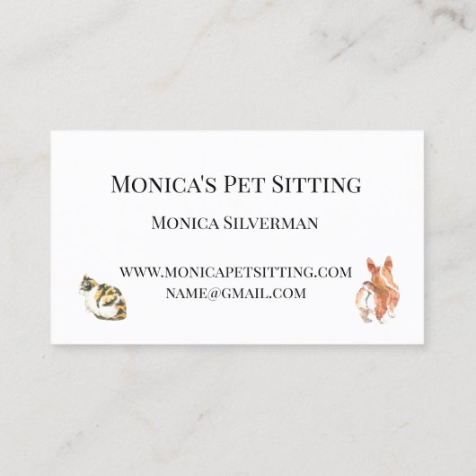ペット座っている犬の猫のトレーニング水の色のペット馬 名刺 (裏面)