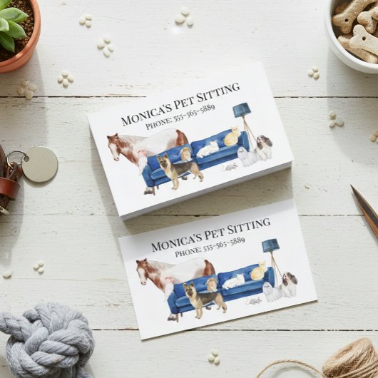 ペット座っている犬の猫のトレーニング水の色のペット馬 名刺