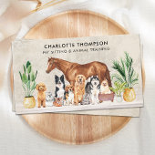 ペット座っている犬の猫の馬ボホウォーターの動物の色 名刺