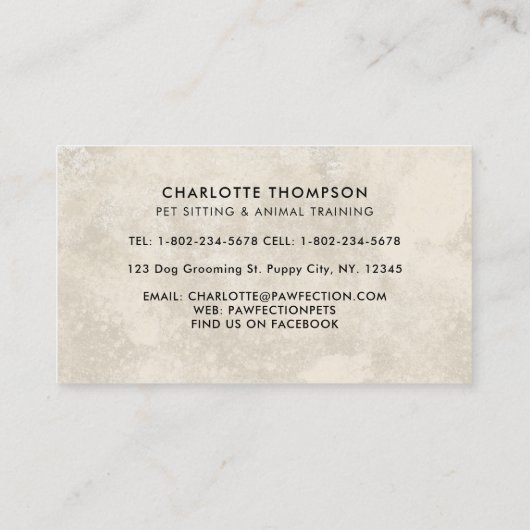 ペット座っている犬の猫の馬ボホウォーターの動物の色 名刺 (裏面)