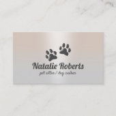 ペット座っている犬の足のロゴ上品なシルバー 名刺 (正面)