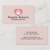 ペット座って可愛い足のハートロゴ赤面ピンク 名刺 (正面/裏面)
