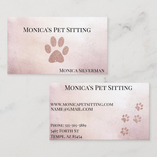 ペット座りグルーミング獣医バラ金ゴールドポー 名刺 (正面/裏面)