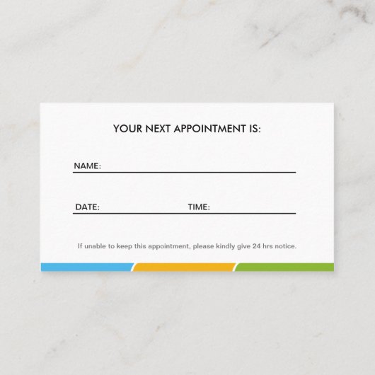 ペット座りサービスアポイントメントカード 予約カード (裏面)