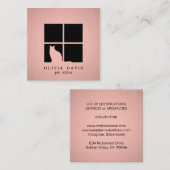 ペット座りサービスピンクローズメタリック金ゴールドフェイク スクエア名刺 (正面/裏面)