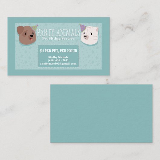 ペット座りサービス名刺 名刺 (正面/裏面)