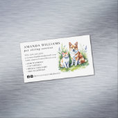 ペット座りサービス水色 マグネット名刺 (インサイチュ)