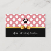 ペット座りペットケアかわいいピンクの水玉模様 名刺 (正面)