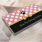 ペット座りペットケアかわいいピンクの水玉模様 名刺