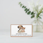 ペット座りペット犬歩くサービスカワイイ 名刺 (スタンド正面)