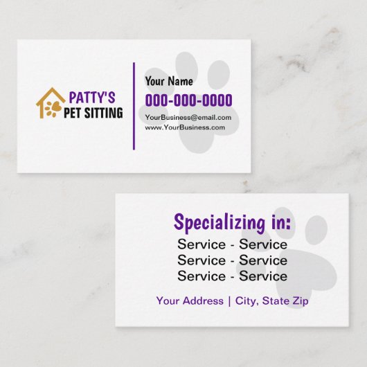 ペット座り両側 名刺 (正面/裏面)