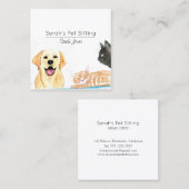 ペット座り犬ねこトレーニング水色 スクエア名刺 (正面/裏面)