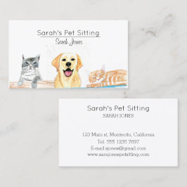 ペット座り犬ねこトレーニング水色 名刺