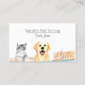 ペット座り犬ねこトレーニング水色 名刺 (正面)