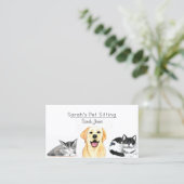 ペット座り犬ねこトレーニング水色 名刺 (スタンド正面)