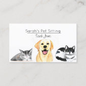 ペット座り犬ねこトレーニング水色 名刺 (正面)