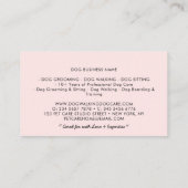 ペット座り犬歩くピンクウォーター色 名刺 (裏面)